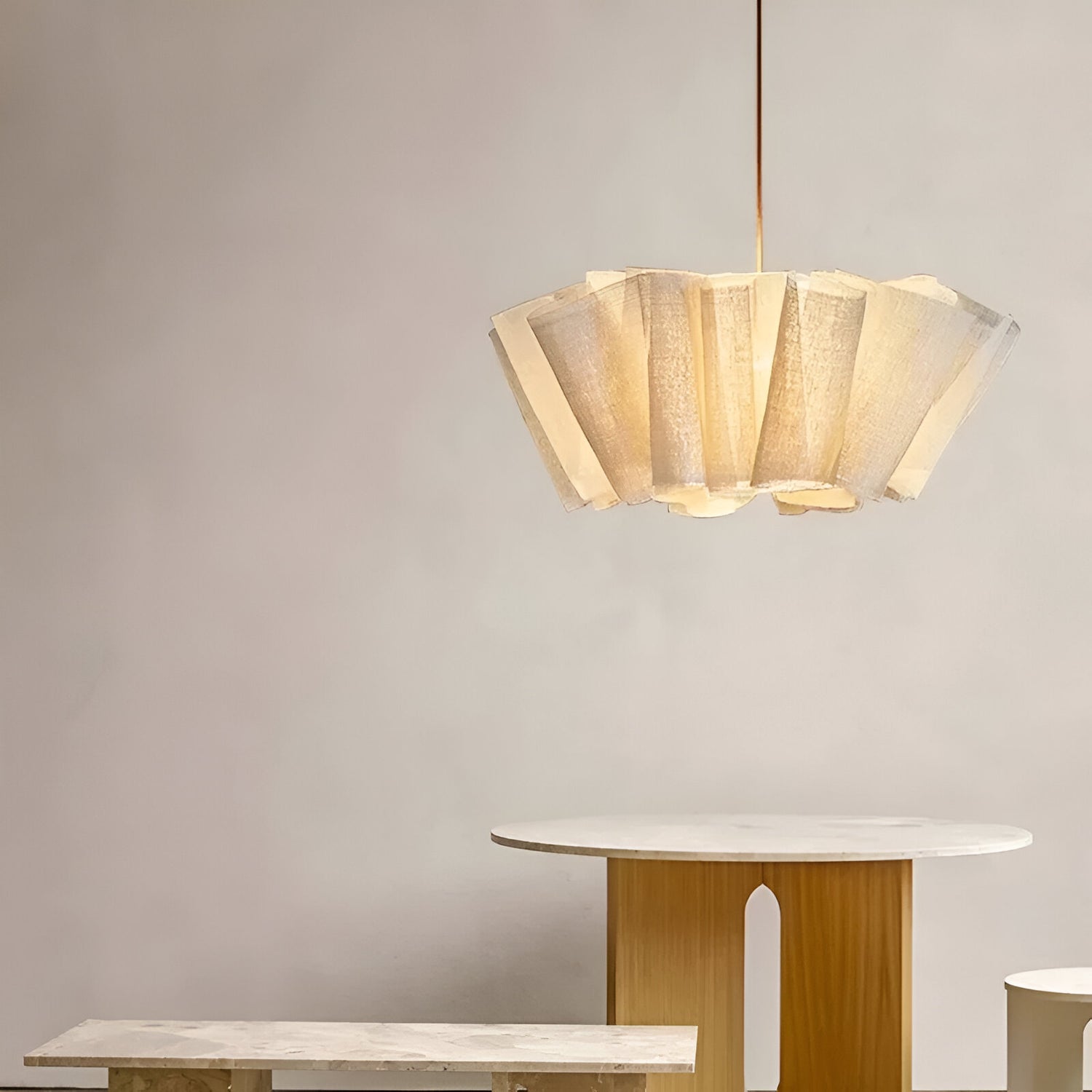 Nordic Creamy Fabric Shade Ainara Pendant Light