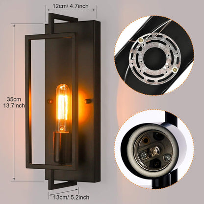 Industrial Metal Rectangular Frame Wall Lamp