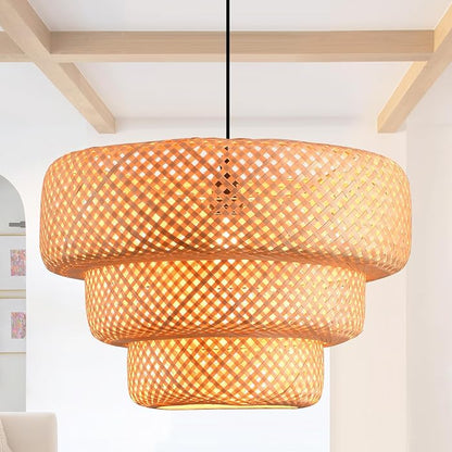 Boho Bamboo Pendant Light Fixture