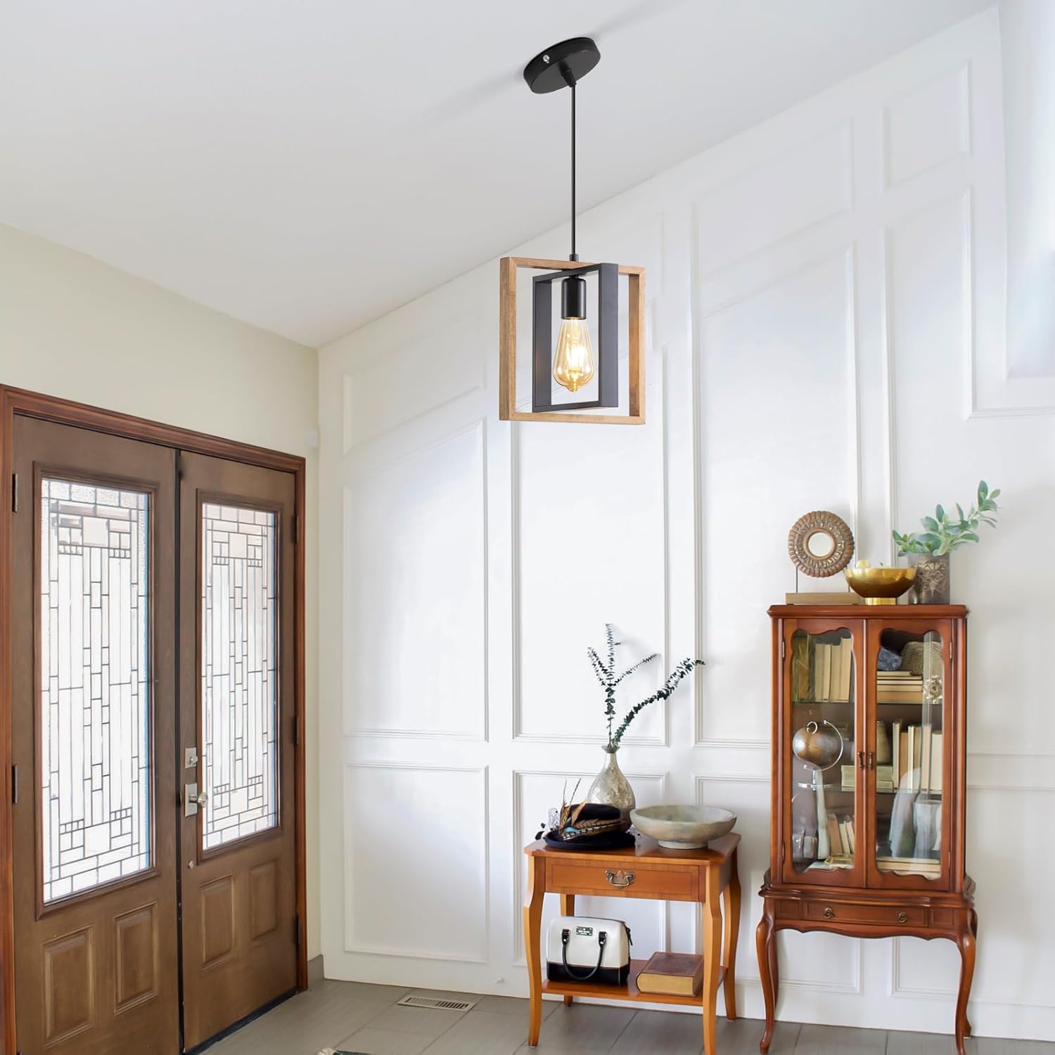 Rowan Wood and Metal Rustic Pendant Light