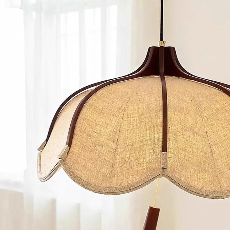 Modern Japanese Wabi Sabi Fabric Flower Shape Pendant Lamp