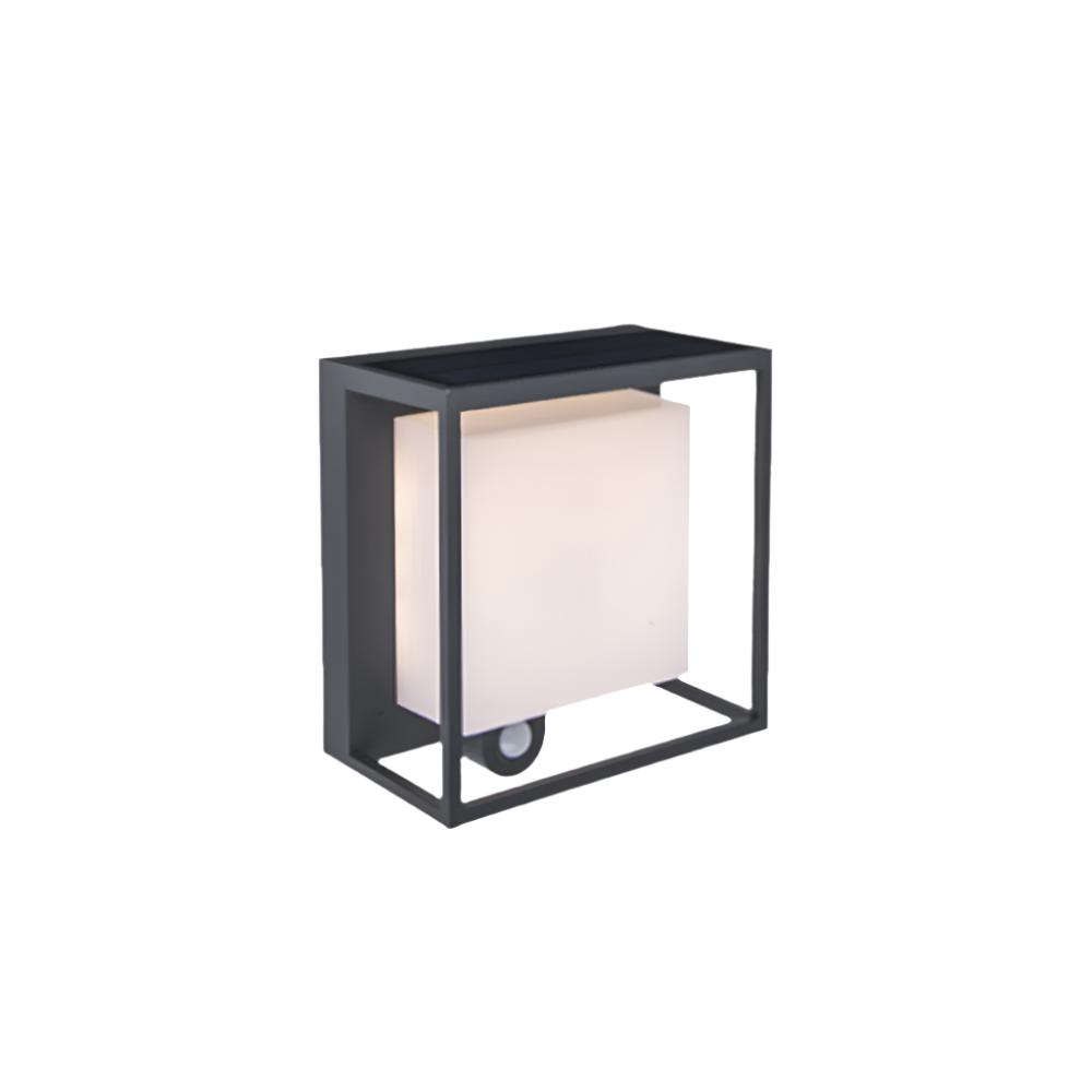 Moderne Rechthoekige Acryl Sensor Zonne-energie Wandlamp IP65 Waterdicht Voor Buiten