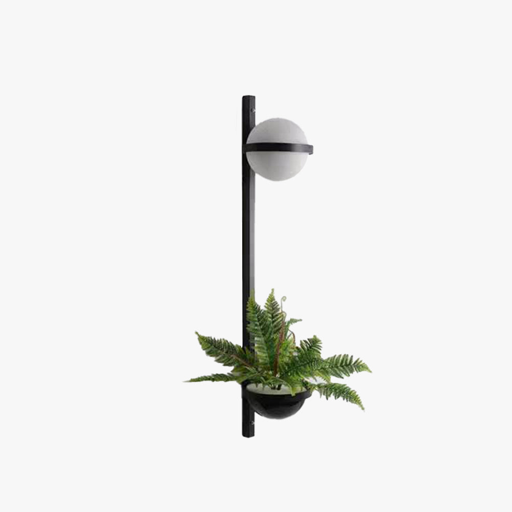 Valentina Modern Globe Metal Acrylic Solar Outdoor Wall Lamp Plant Pot