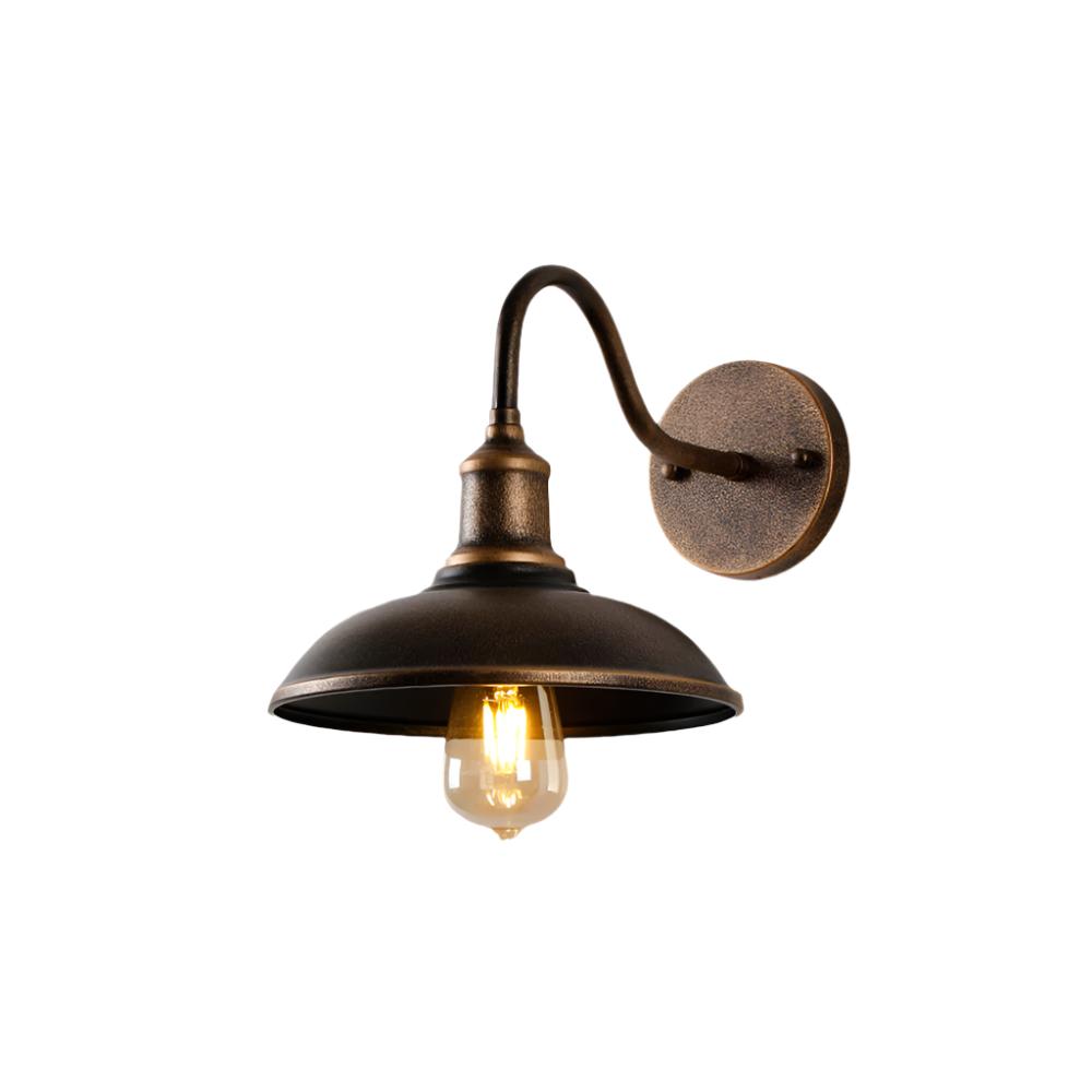 Alessio Rustic Bowl-Shaped Antique Brass Outdoor Wall Lamp