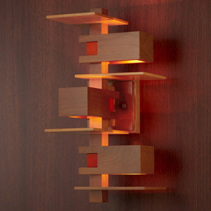 Creative Brick Red Wooden Wall Sconce Lamp