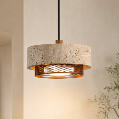 Kaelen Modern Travertine Pendant Light