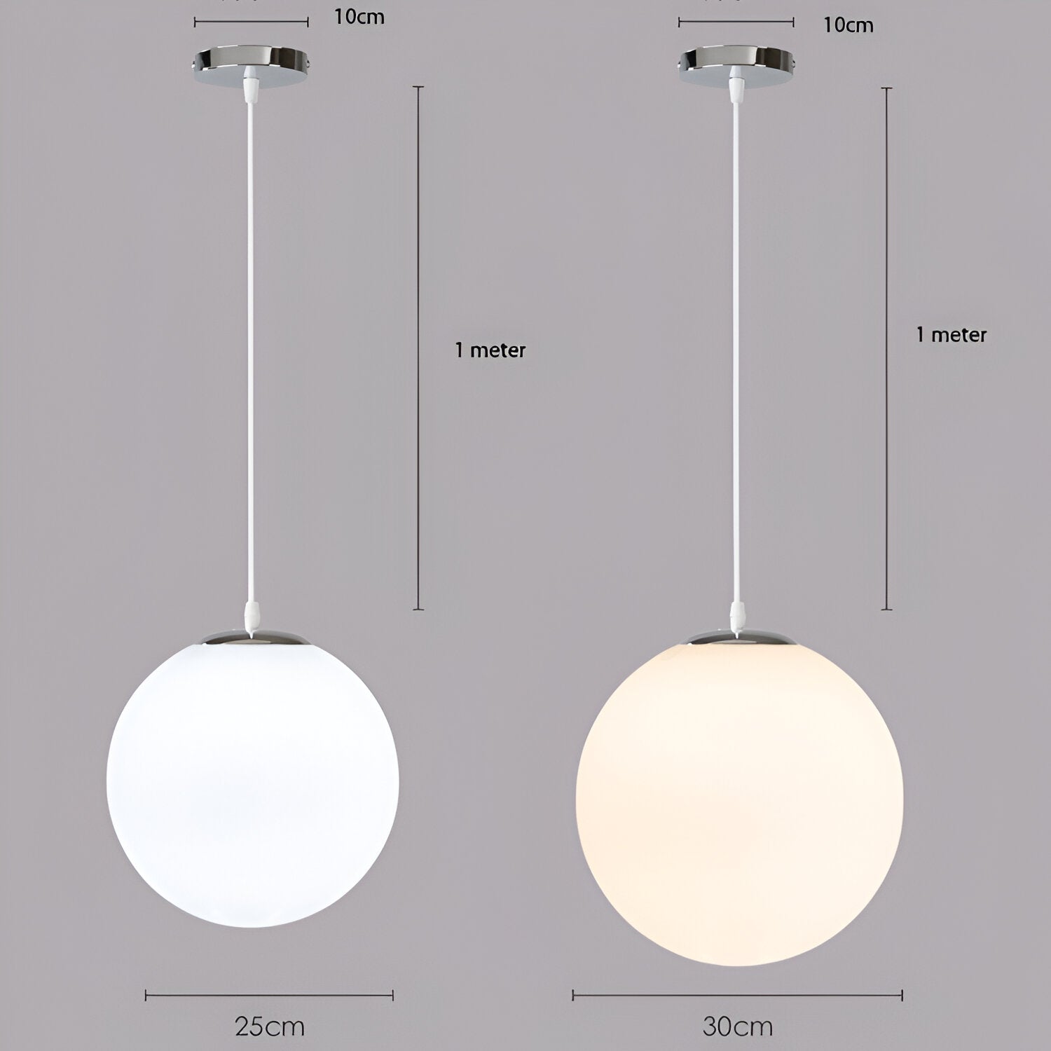 Lámpara Colgante de Vidrio Lechoso en Forma de Globo