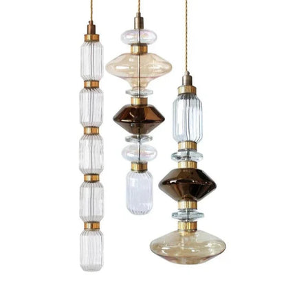 Irregular Art Glass Bottle Pendant Light