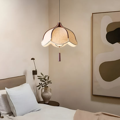 Modern Japanese Wabi Sabi Fabric Flower Shape Pendant Lamp