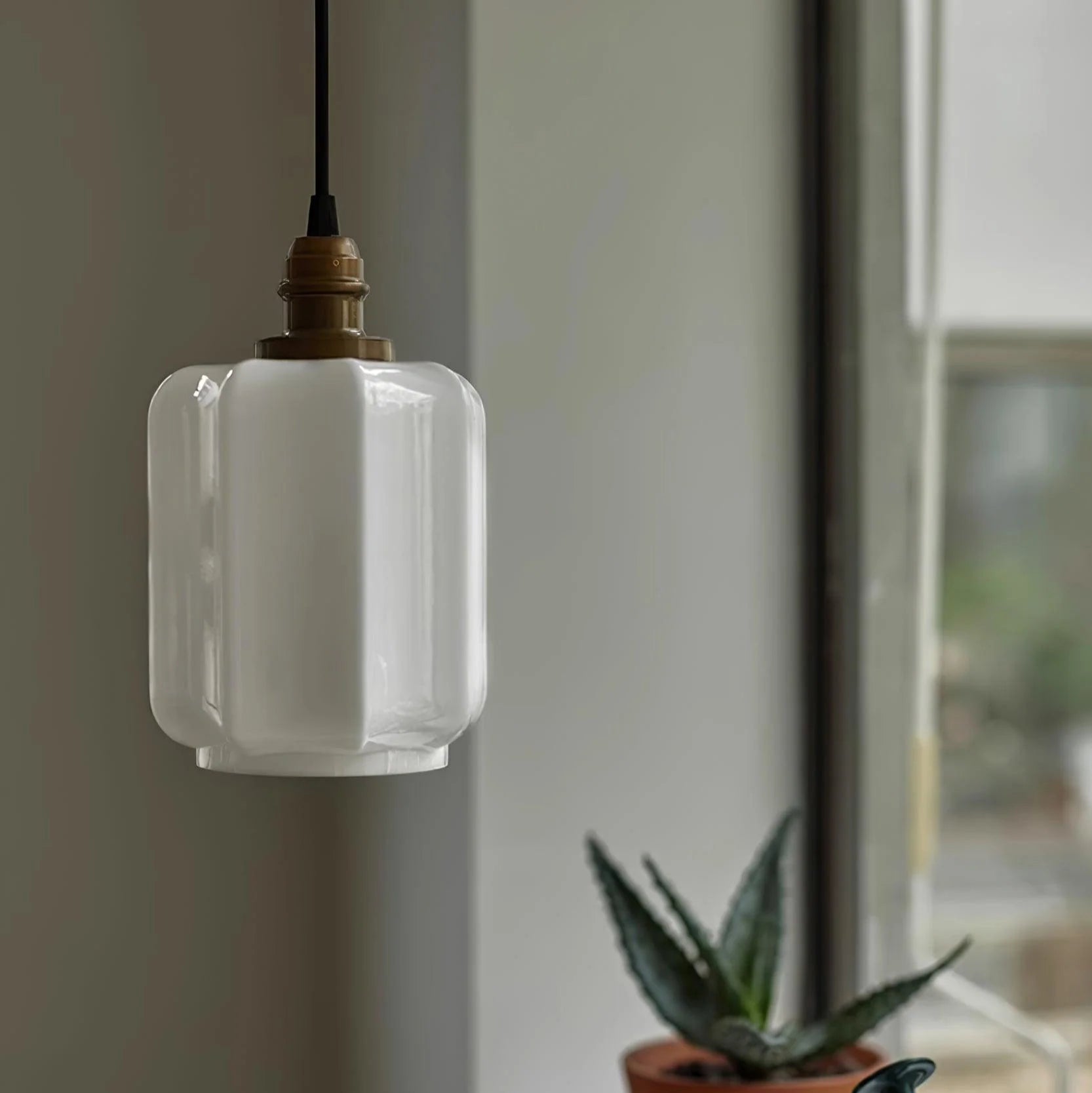 Aurelia Vintage Retro White Jade Glass Pendant Light