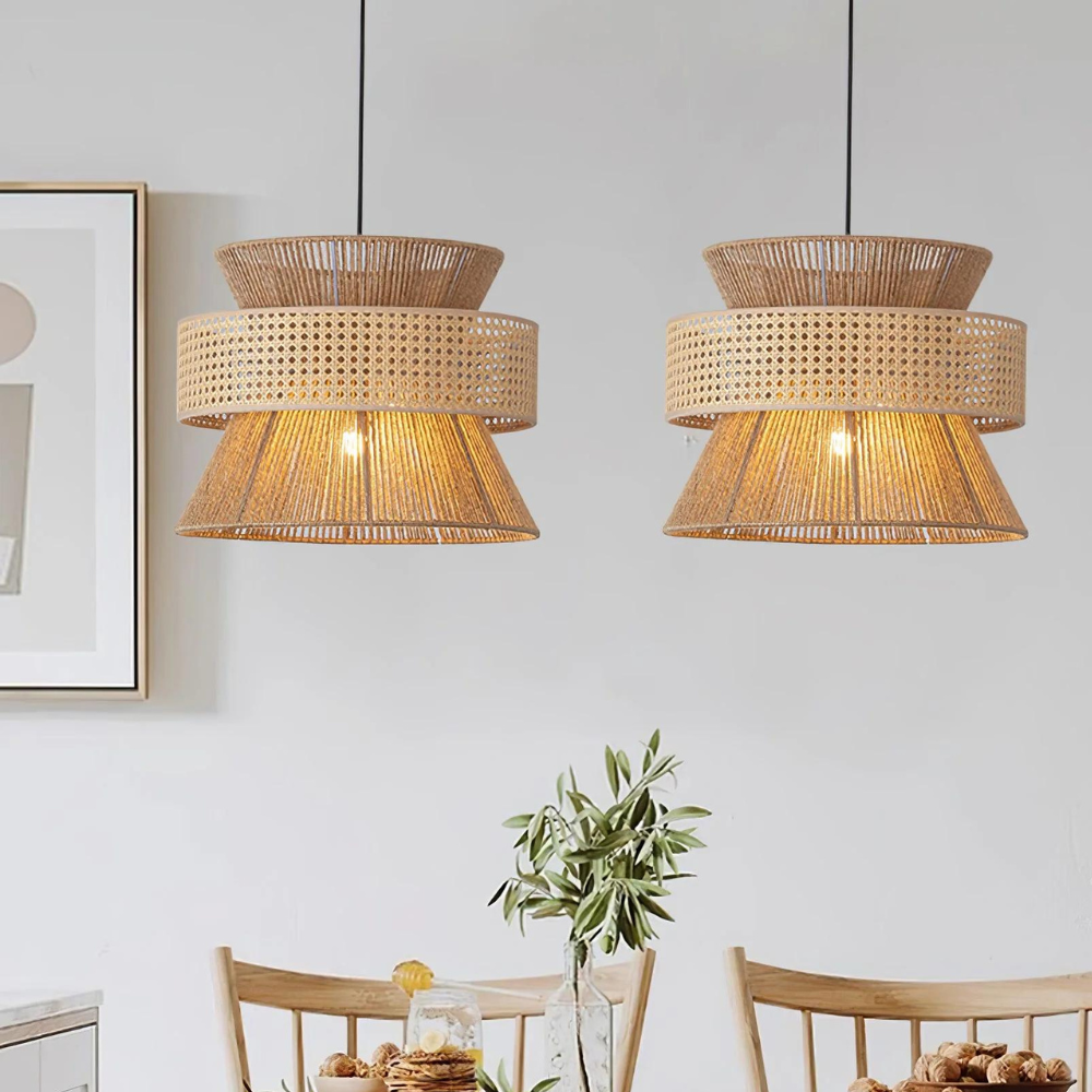 Handwoven Hemp Rope Rattan Veil Pendant Lamp