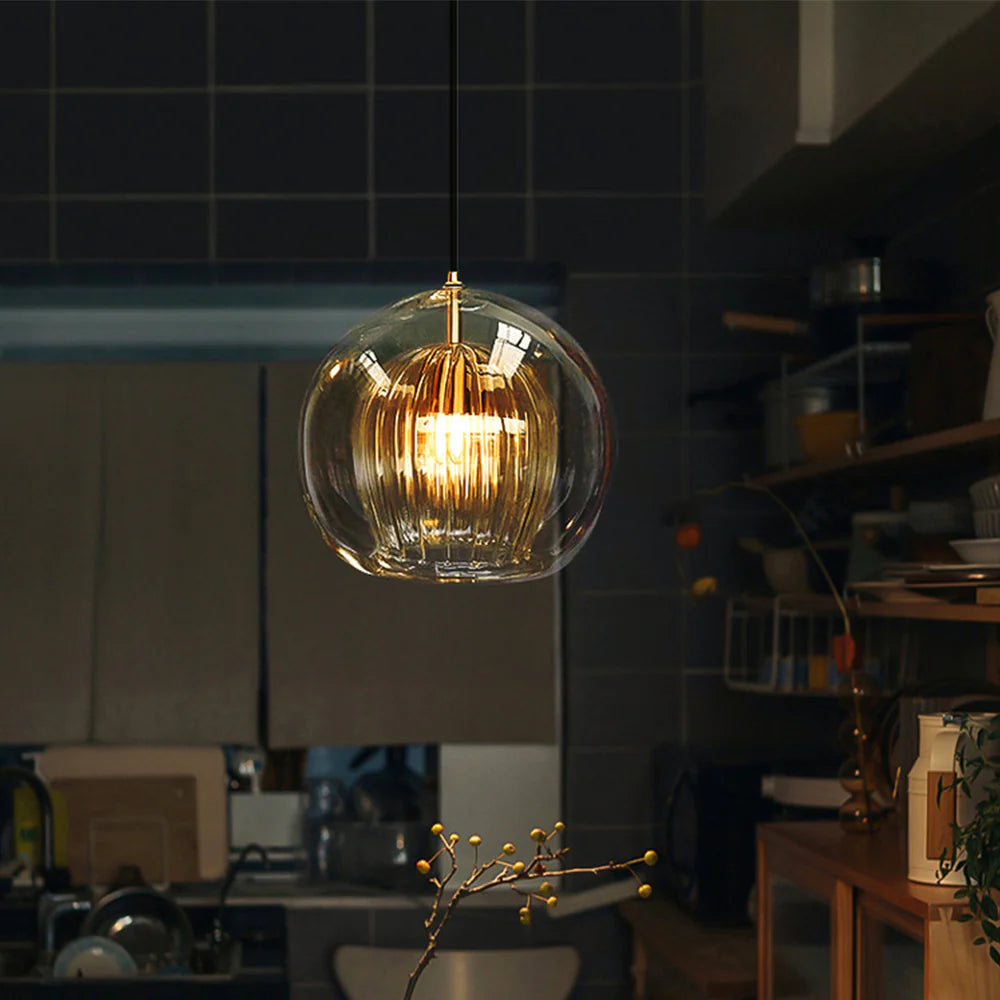 Flowing Gold Glass Globe Pendant Light