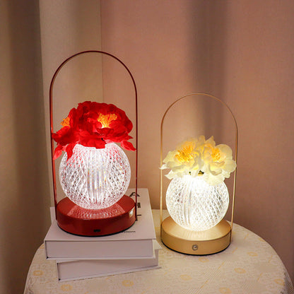 Creative Carnation Round Plastic LED Table Lamp