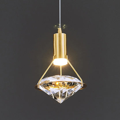 Luxury Diamond-Shaped Full Copper Crystal LED Pendant Lamp