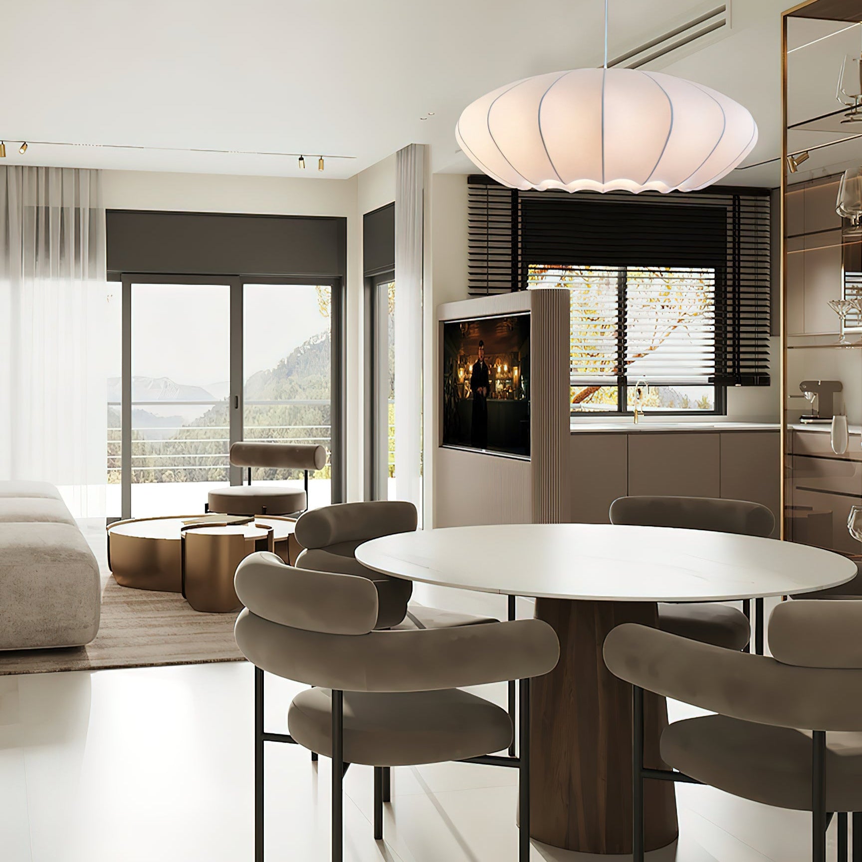 Makoto Silk Lantern Minimalist Japandi Pendant Light