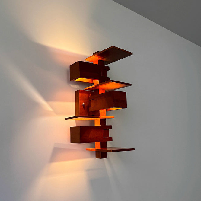 Creative Brick Red Wooden Wall Sconce Lamp