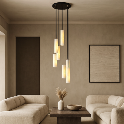 Serene Cylinder Modern Alabaster Marble Pendant Light