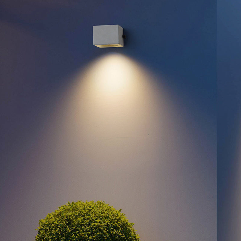 Minimalist Cement Square Outdoor Wall Lamp