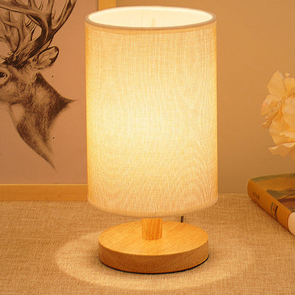 Traditional Vintage Fabric Cylinder Shade Table Lamp