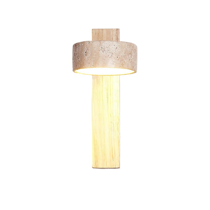 Lampe de chevet murale en bois travertin crème