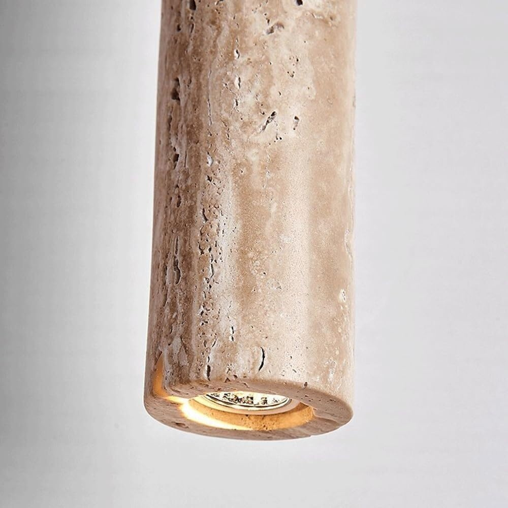 Marbled Travertine Cylinder Modern Pendant Light