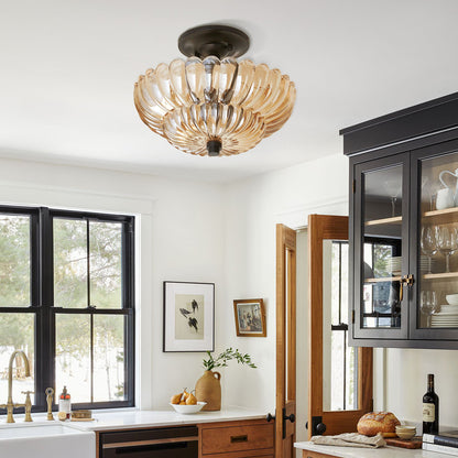Aura Vintage Amber Petal Glass Ceiling Light