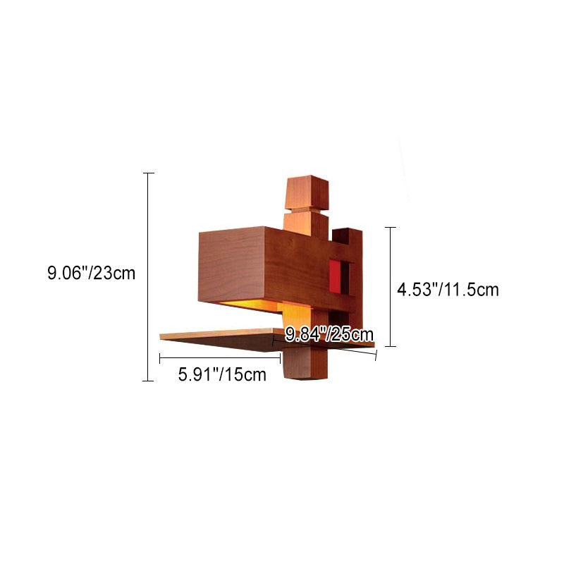 Creative Brick Red Wooden Wall Sconce Lamp