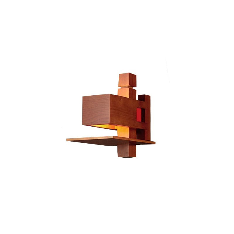 Creative Brick Red Wooden Wall Sconce Lamp