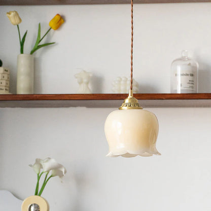 Maison Charm French Cream Glass Pendant Light