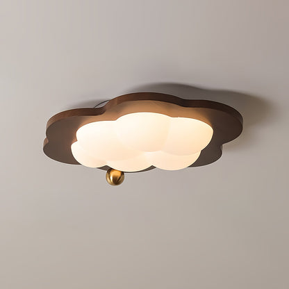 Lumière de plafond en bois crème rétro nuage rêveur