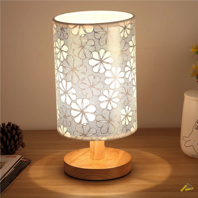 Traditional Vintage Fabric Cylinder Shade Table Lamp