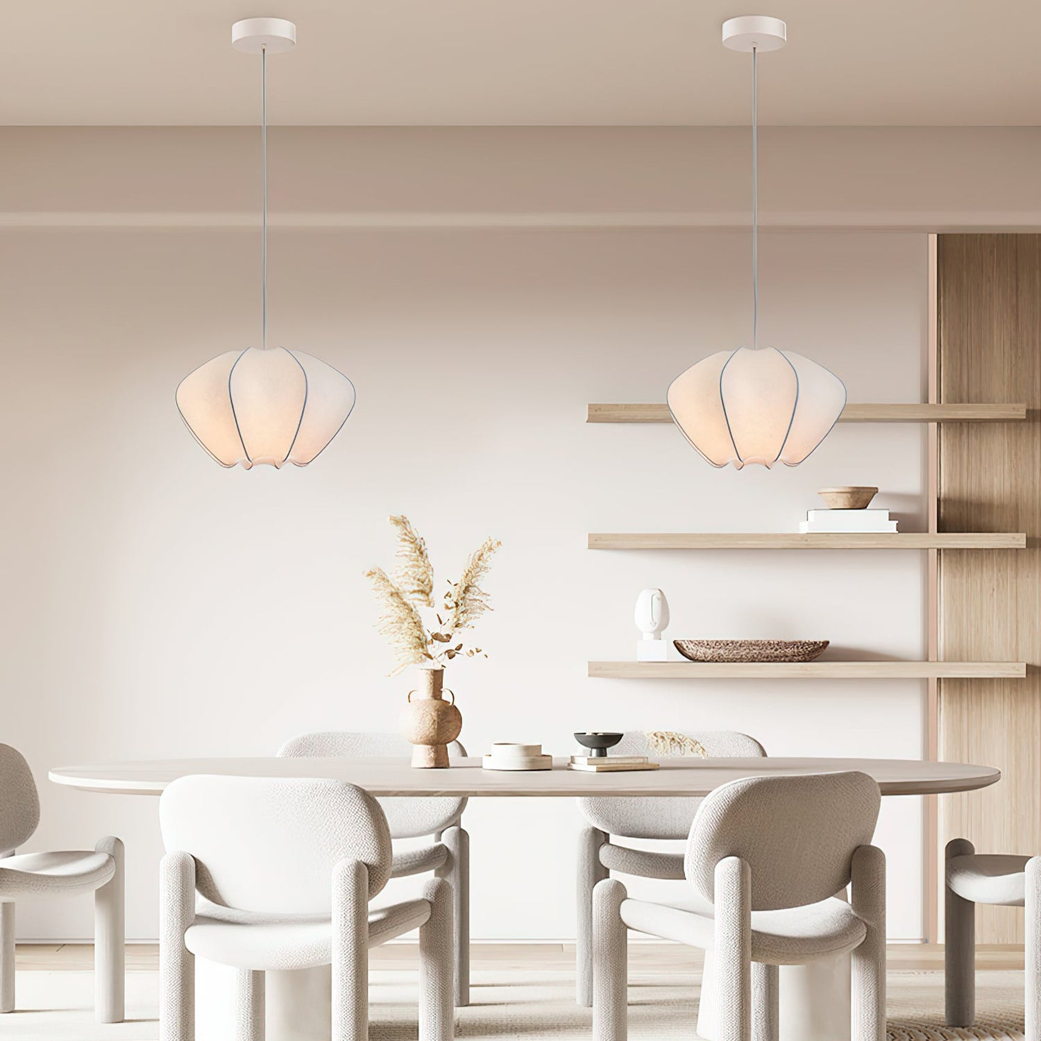 Makoto Silk Lantern Minimalist Japandi Pendant Light