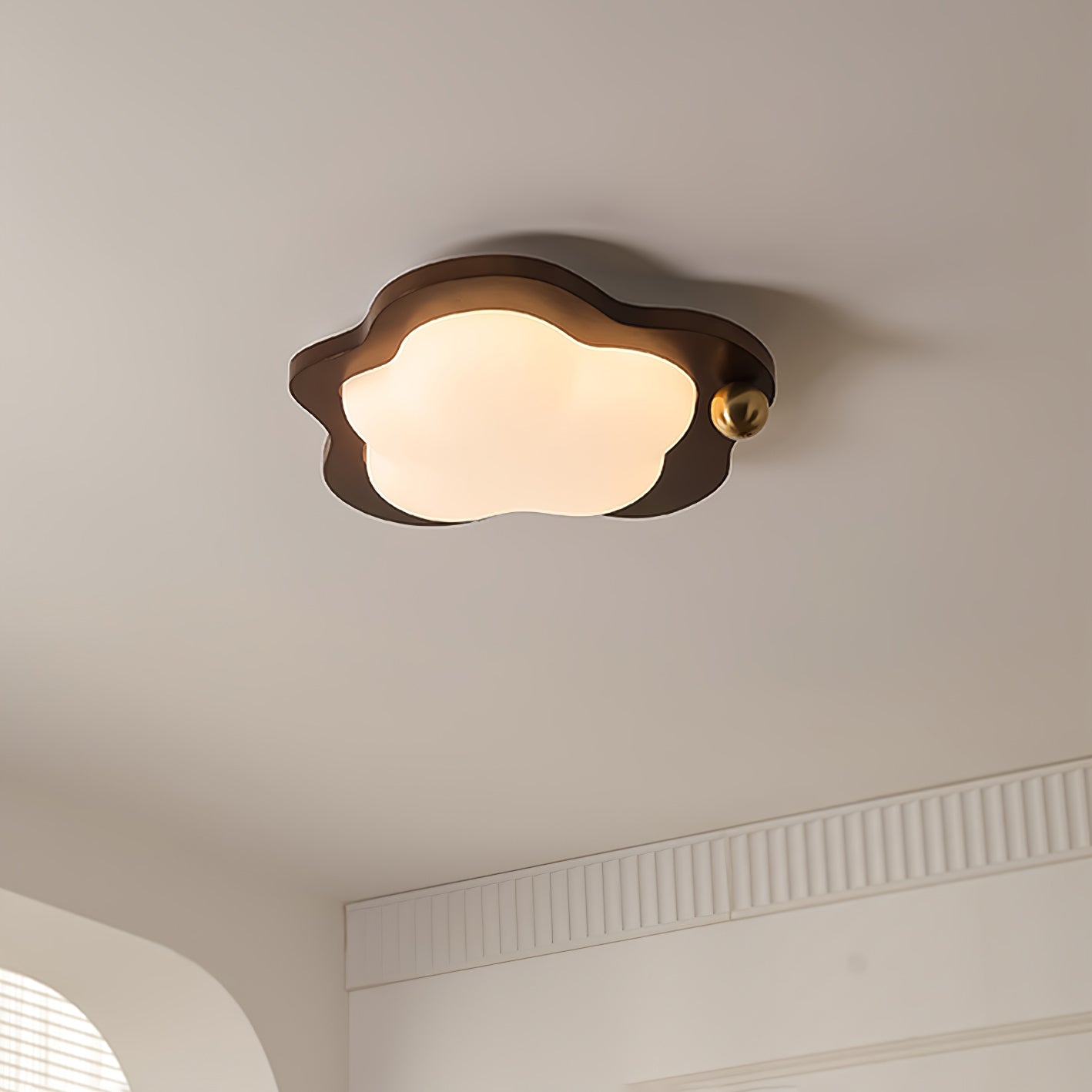 Lumière de plafond en bois crème rétro nuage rêveur