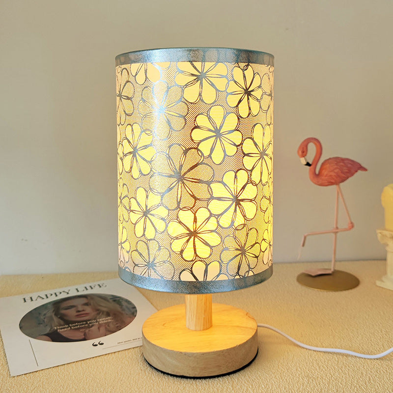 Traditional Vintage Fabric Cylinder Shade Table Lamp