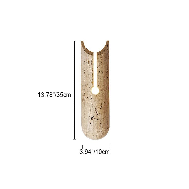 Traditional Japanese Natural Travertine Elliptical Wall Lamp