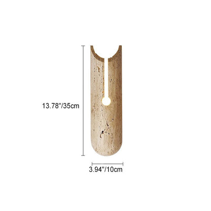 Traditional Japanese Natural Travertine Elliptical Wall Lamp