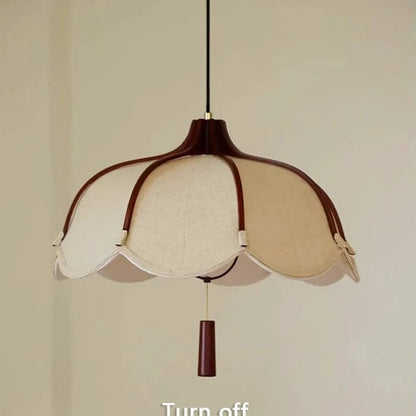 Modern Japanese Wabi Sabi Fabric Flower Shape Pendant Lamp