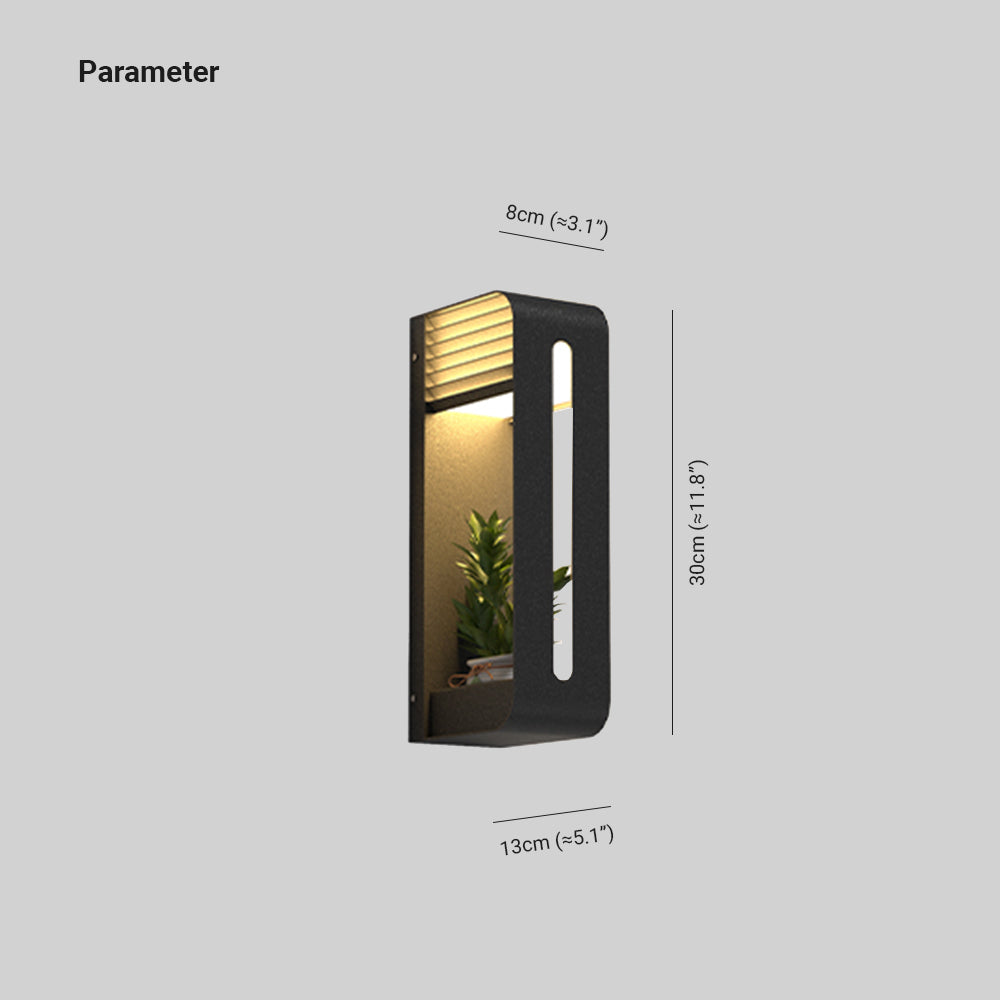 Modern Rectangular Metal Acrylic Solar Plants Pot Holder IP65 Waterproof Outdoor Wall Lamp