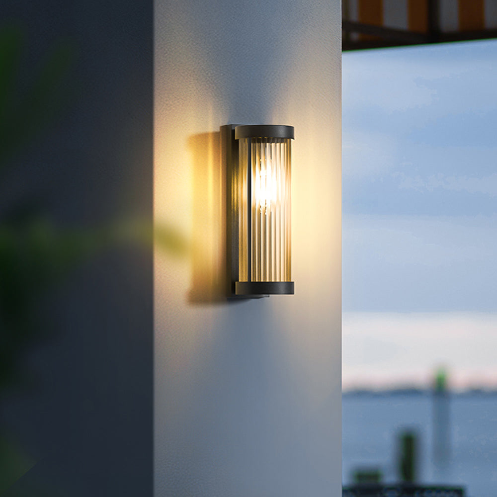 Moderne zylindrische Metall- und Glas-Außen-Solarlampe IP65 wasserdicht