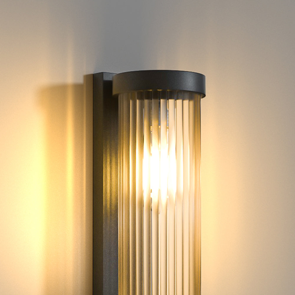 Lampe solaire extérieure moderne en métal et verre cylindrique étanche IP65