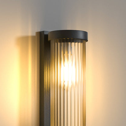 Moderne zylindrische Metall- und Glas-Außen-Solarlampe IP65 wasserdicht