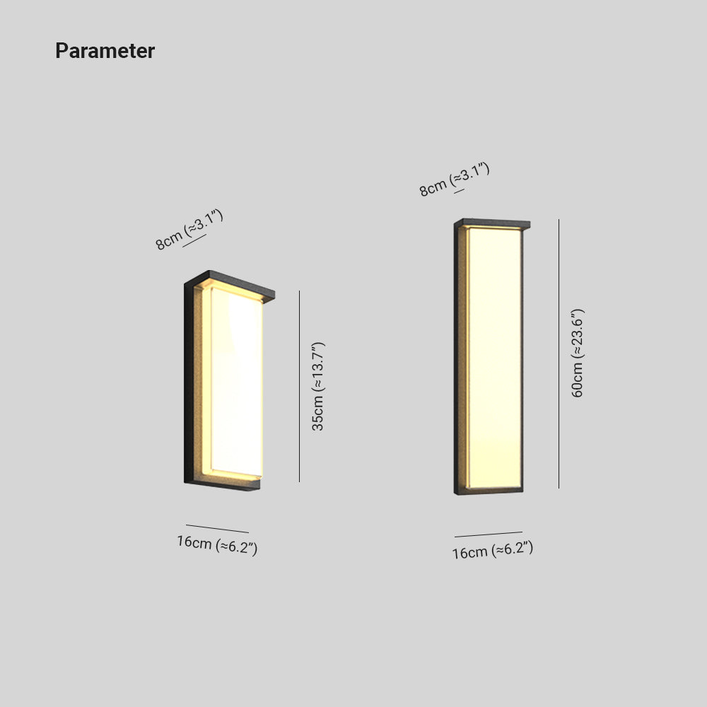 Waterproof Rectangular Metal Outdoor Wall Lamp