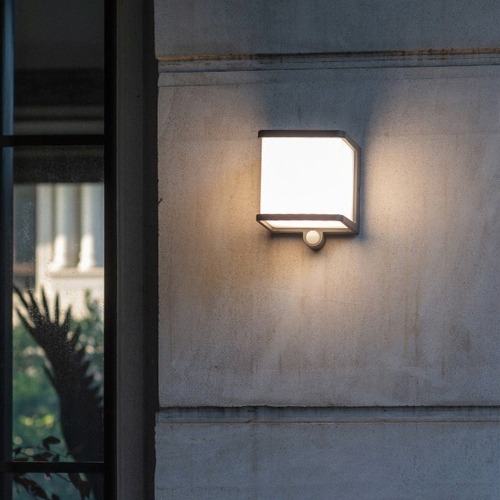 Modern Minimalist Rectangular Acrylic Sensor Solar Outdoor Wall Lamp