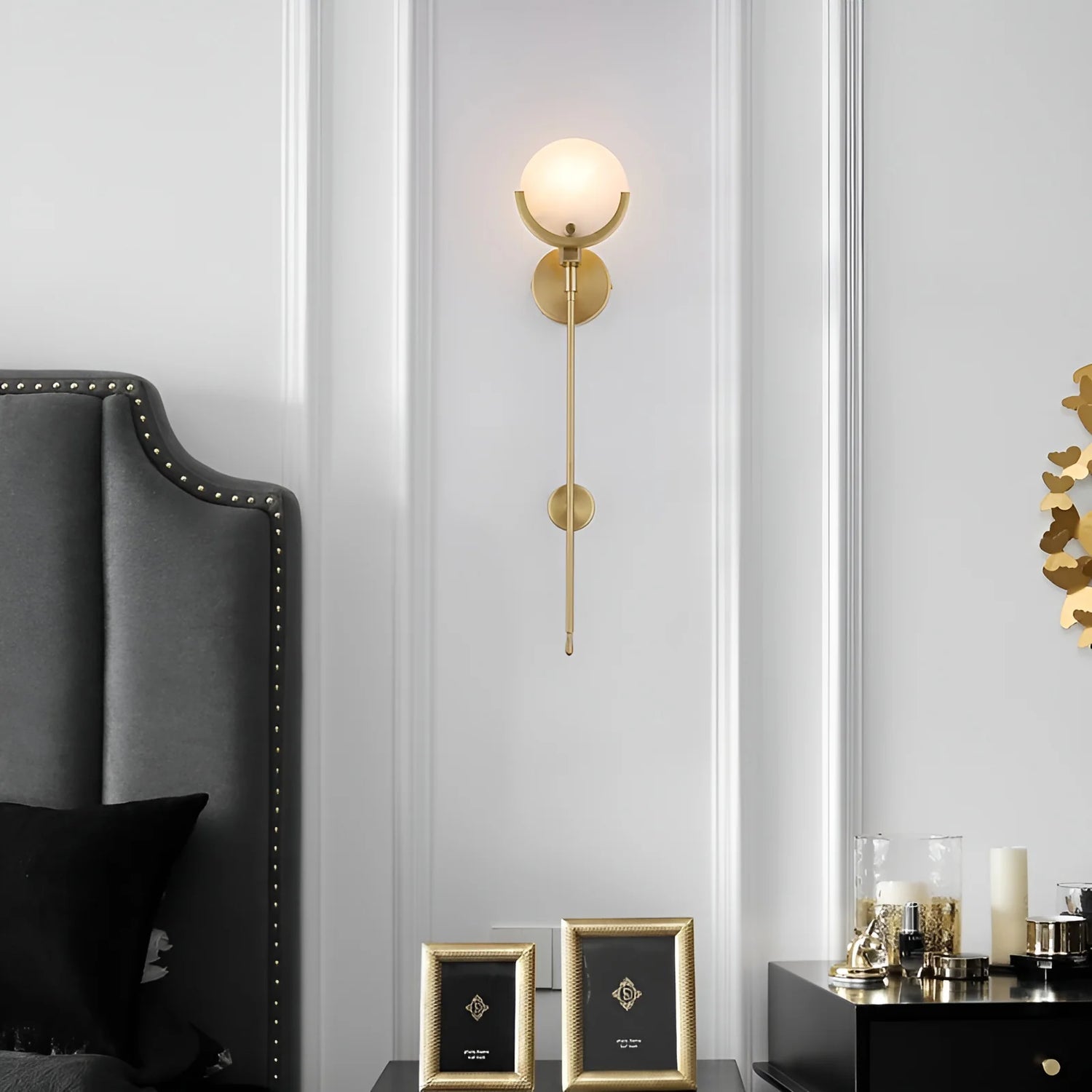 Alabaster Marble Ava Brass Wall Lamp