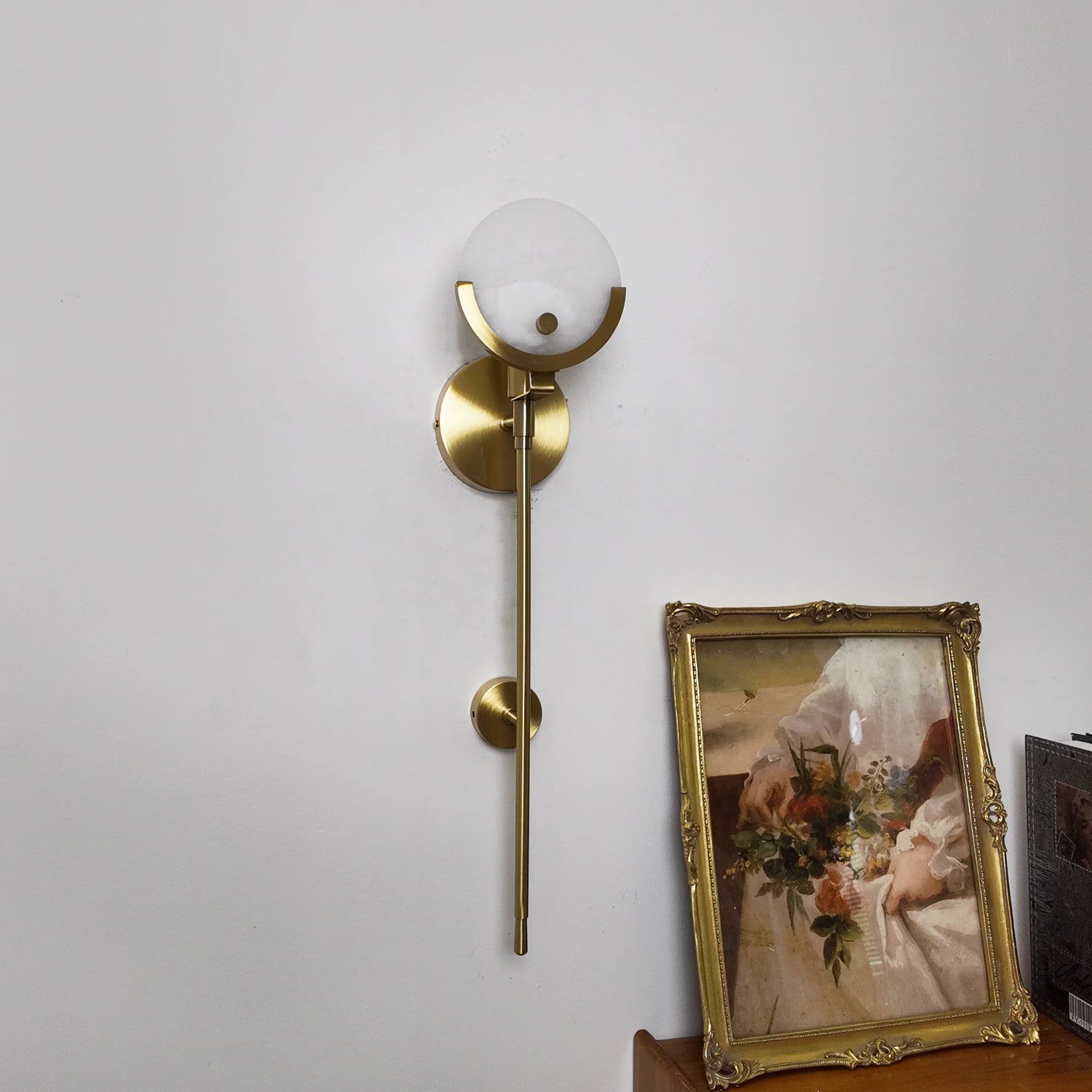 Alabaster Marble Ava Brass Wall Lamp