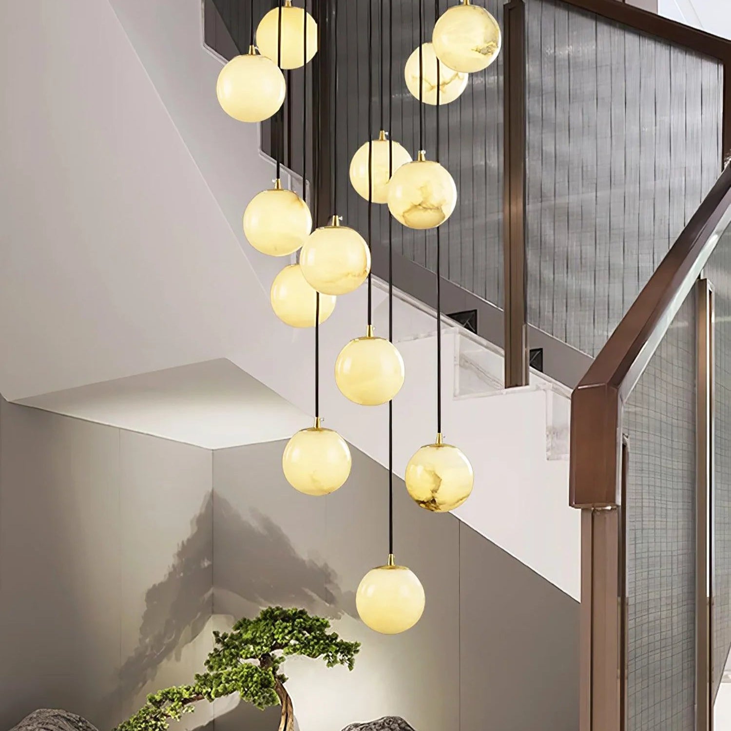 Aurelia Alabaster Cluster Sculptural Pendant Chandelier