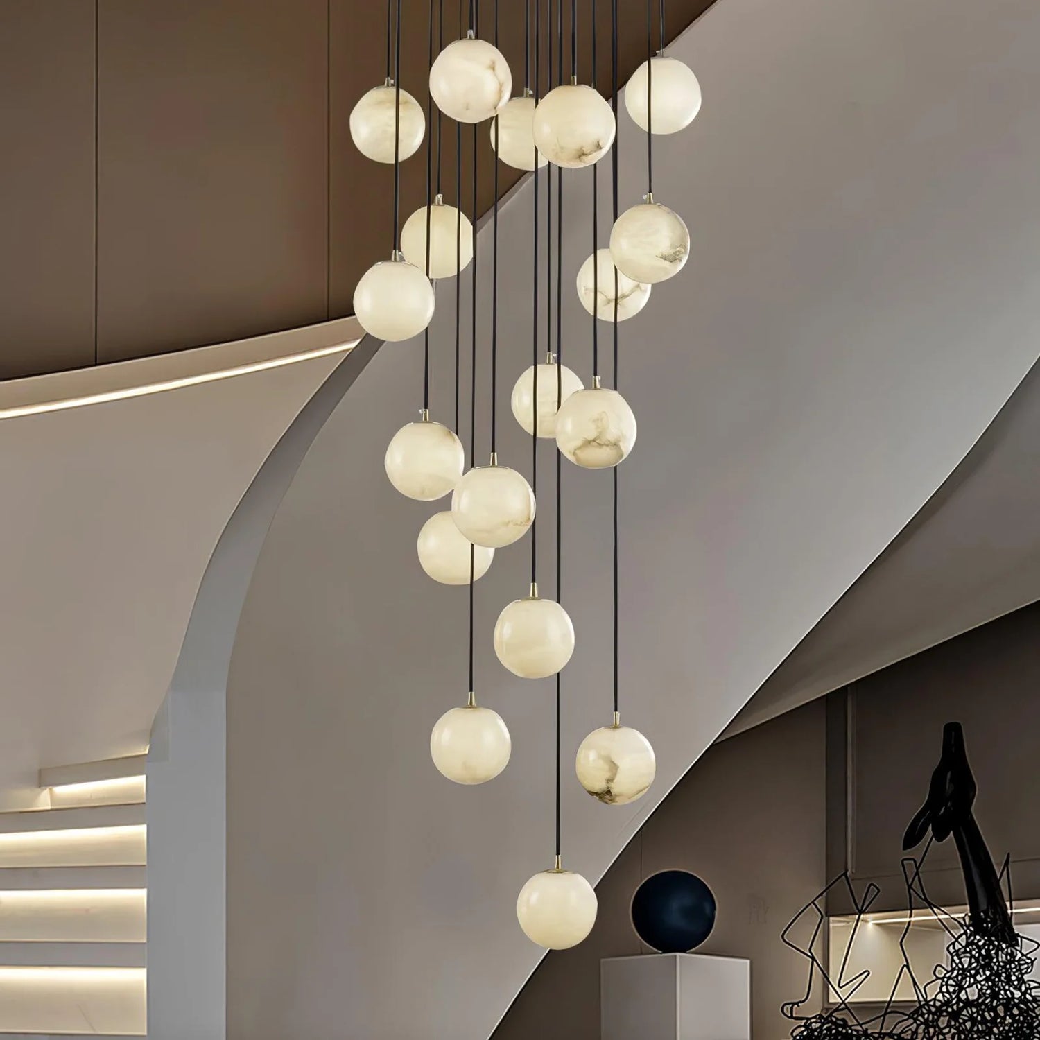 Aurelia Alabaster Cluster Sculptural Pendant Chandelier