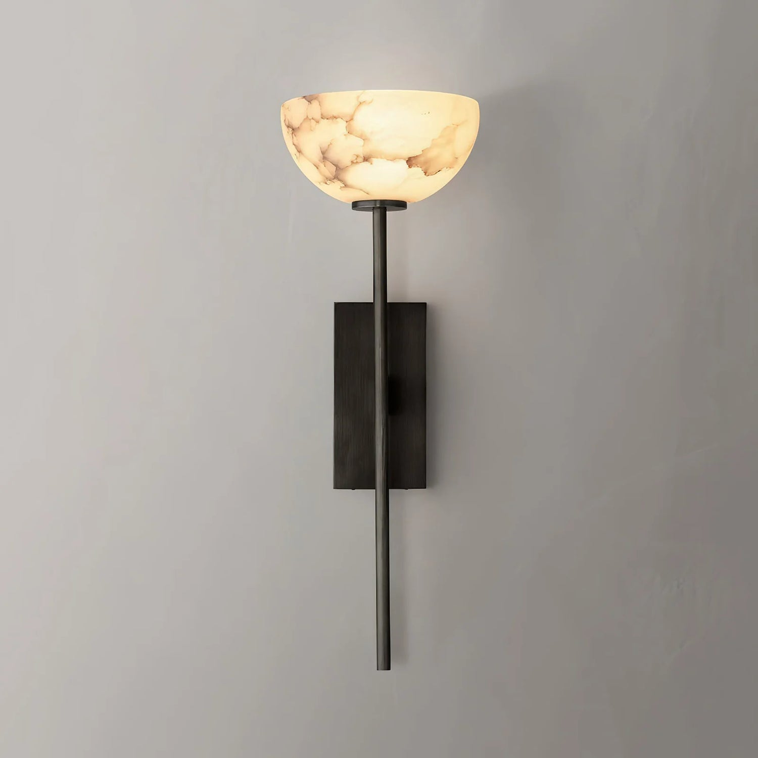Lunara Glow Alabaster Brass Minimalist Wall Lamp