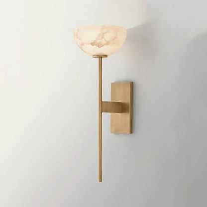 Lunara Glow Alabaster Brass Minimalist Wall Lamp