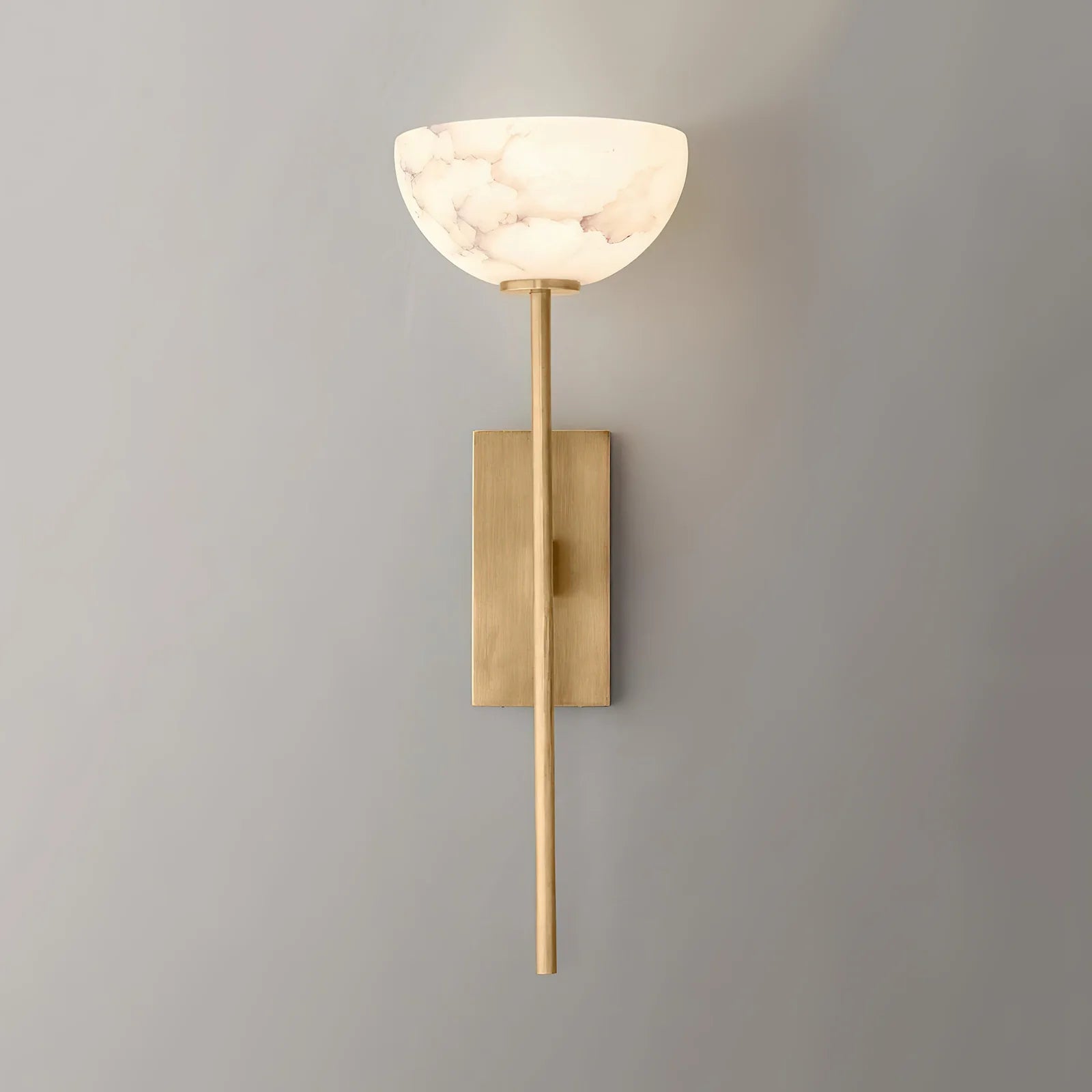 Lunara Glow Alabaster Brass Minimalist Wall Lamp